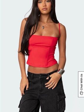 Edikted Juno Square-Neck Crop Corset Tank Top